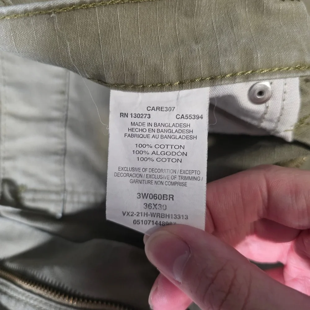 Wrangler Mens 36x30 RIGGS Workwear Cargo Pants Khaki Green Ripstop 3W060BR